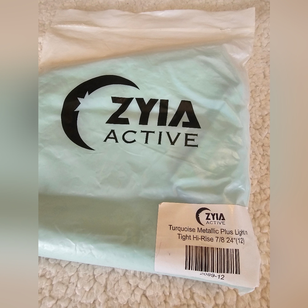 Zyia Turquoise Metallic Plus Light N Tight High-Rise 7/8 24" sz 12